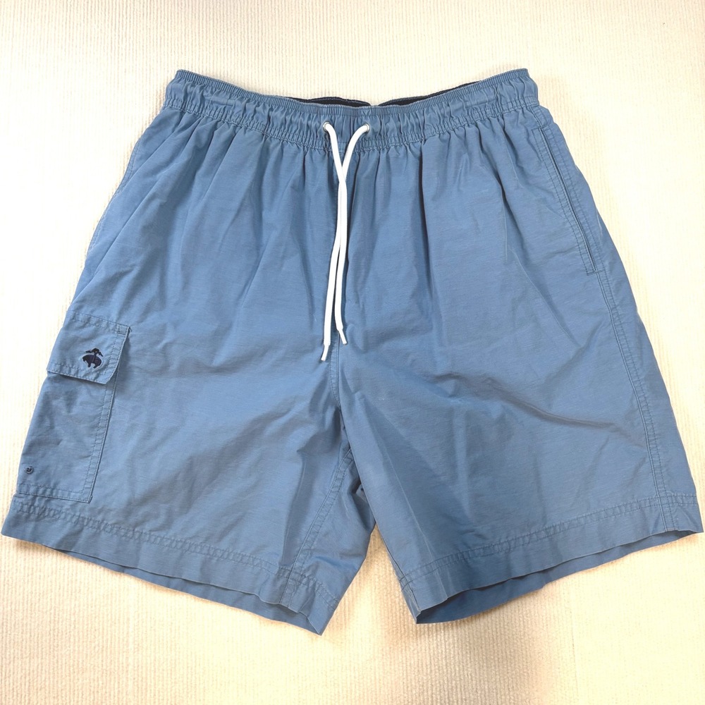 Brooks Brothers 346 Mens Blue Cargo Swim Trunks Mesh Lined Size M